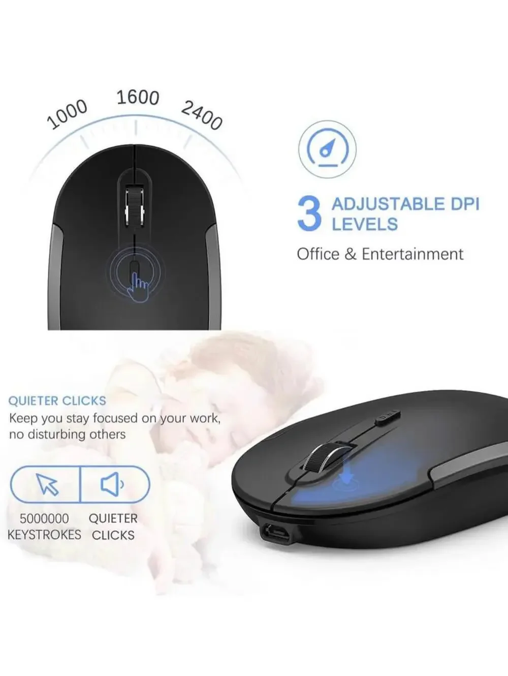 Vssoplor Wireless Keyboard & Mouse Combo Dark Gray Full Size - New in Box!